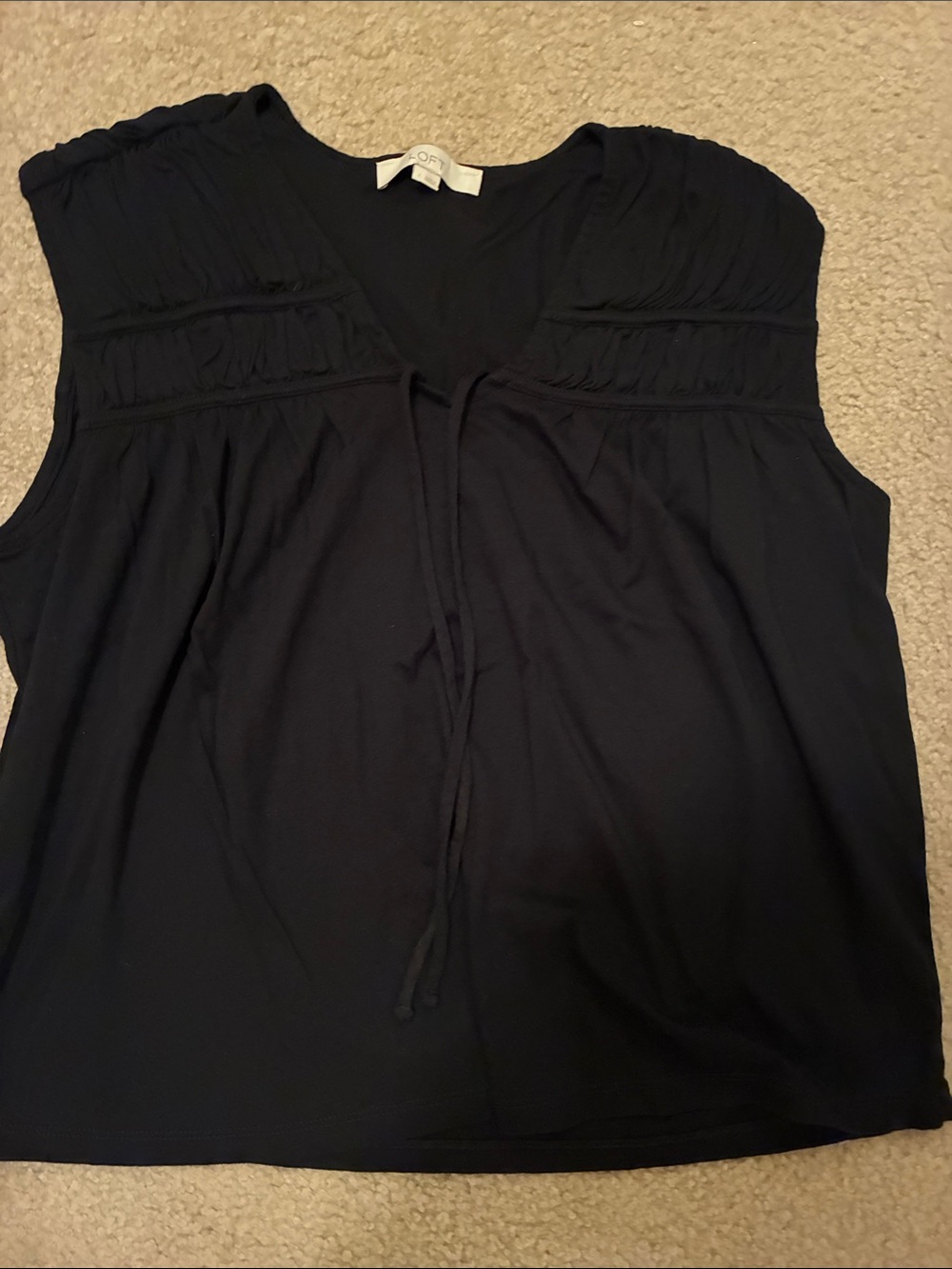 LOFT Black Sleeveless Tie-Front Camisole